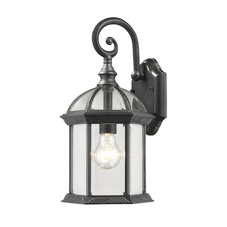 Z-Lite Annex 1 Light Outdoor Wall Light, Black & Clear Beveled 563M-BK
